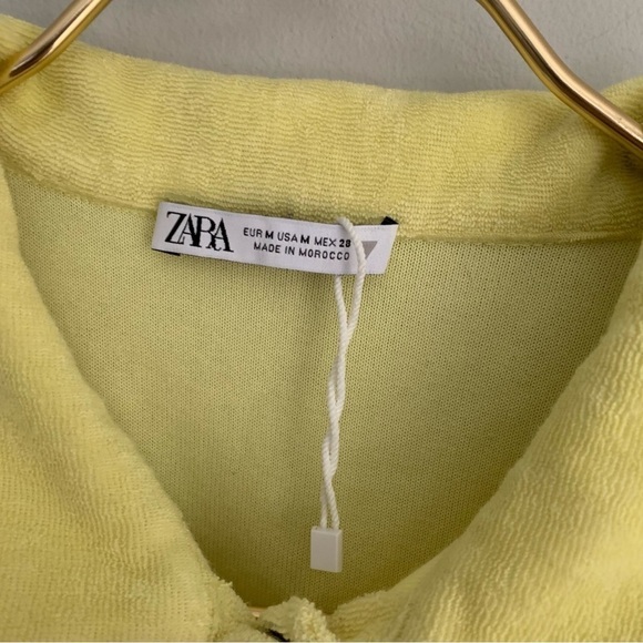 Zara women’s velour terry cloth pocket short sleeve snap button down boxy fit - Picture 5 of 9